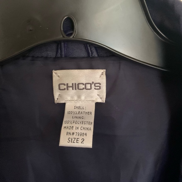 Chico’s navy blue leather jacket - Picture 3 of 3